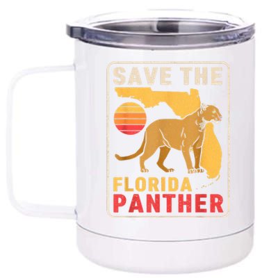 Save The Florida Panther Retro Wildlife Cougar 12 oz Stainless Steel Tumbler Cup