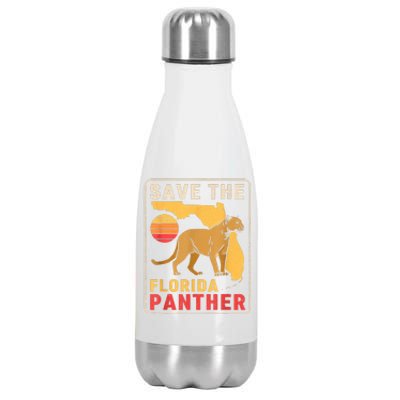 Save The Florida Panther Retro Wildlife Cougar Stainless Steel Insulated Water Bottle