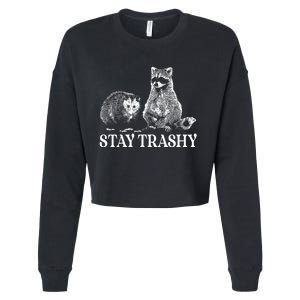 Stay Trashy Funny Stay Trashy Raccoons Opossums Squad Team Trash Cropped Pullover Crew