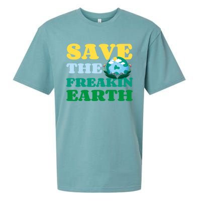 Save The Freakin Earth Planet Nature Lover Funny Earth Day Gift Sueded Cloud Jersey T-Shirt