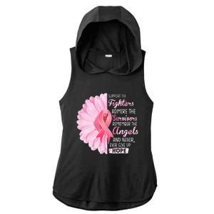 Support The Fighters Admire The Survivors Breast Cancer Ladies PosiCharge Tri-Blend Wicking Draft Hoodie Tank