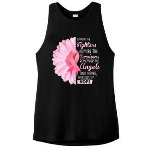 Support The Fighters Admire The Survivors Breast Cancer Ladies PosiCharge Tri-Blend Wicking Tank