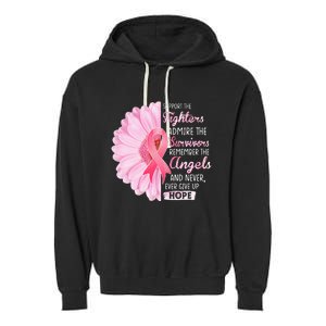 Support The Fighters Admire The Survivors Breast Cancer Garment-Dyed Fleece Hoodie