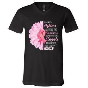 Support The Fighters Admire The Survivors Breast Cancer V-Neck T-Shirt