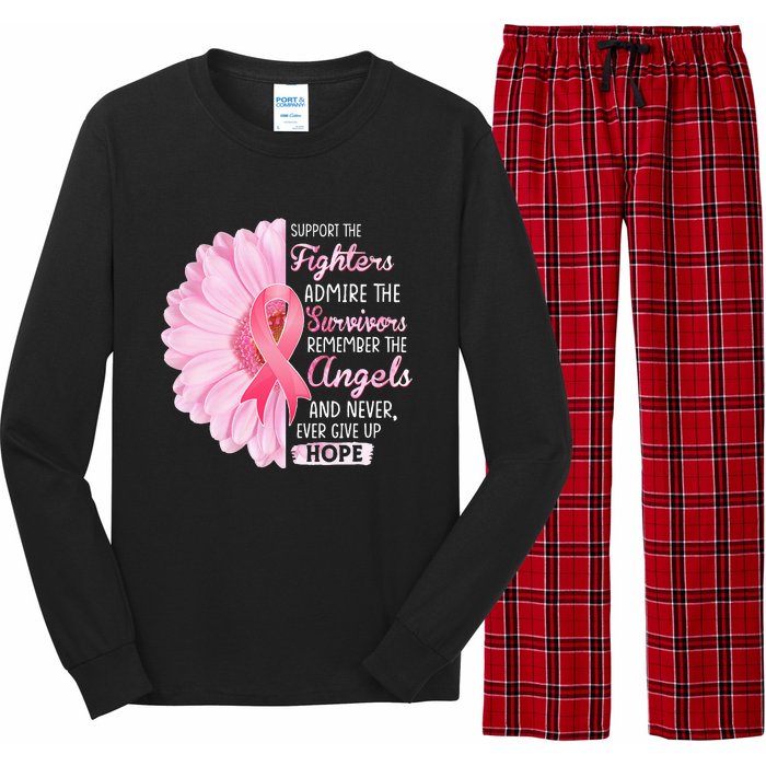 Support The Fighters Admire The Survivors Breast Cancer Long Sleeve Pajama Set