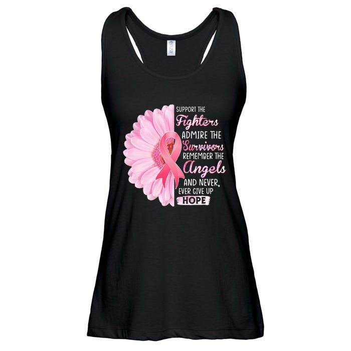 Support The Fighters Admire The Survivors Breast Cancer Ladies Essential Flowy Tank