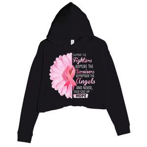 Support The Fighters Admire The Survivors Breast Cancer Crop Fleece Hoodie