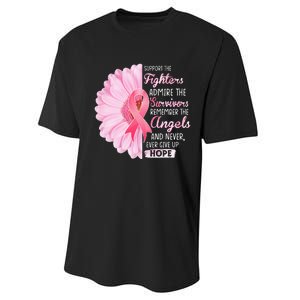 Support The Fighters Admire The Survivors Breast Cancer Performance Sprint T-Shirt