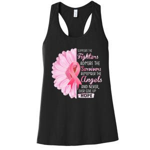 Support The Fighters Admire The Survivors Breast Cancer Women's Racerback Tank