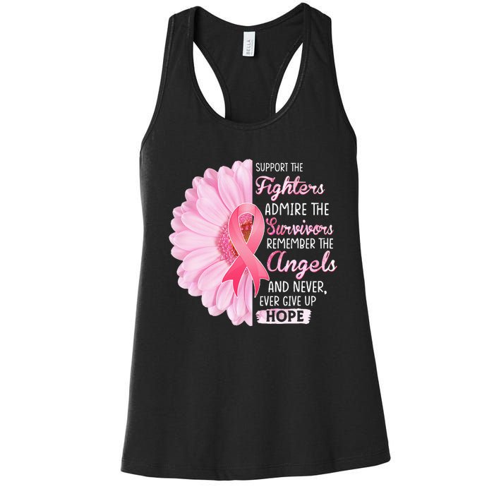 Support The Fighters Admire The Survivors Breast Cancer Women's Racerback Tank