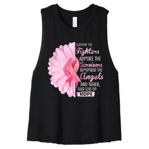 Support The Fighters Admire The Survivors Breast Cancer Women's Racerback Cropped Tank