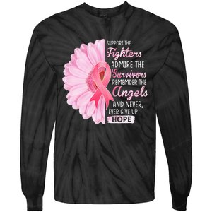 Support The Fighters Admire The Survivors Breast Cancer Tie-Dye Long Sleeve Shirt