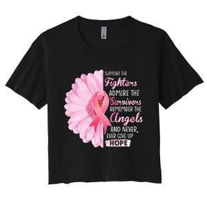 Support The Fighters Admire The Survivors Breast Cancer Women's Crop Top Tee