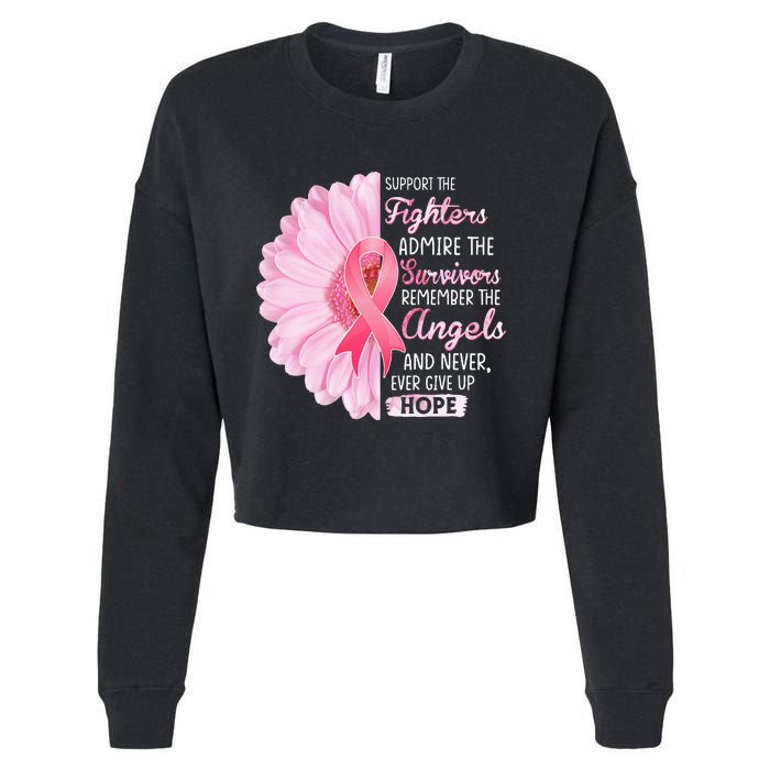 Support The Fighters Admire The Survivors Breast Cancer Cropped Pullover Crew