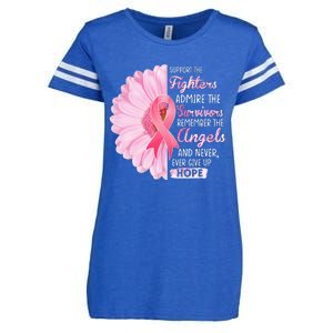 Support The Fighters Admire The Survivors Breast Cancer Enza Ladies Jersey Football T-Shirt