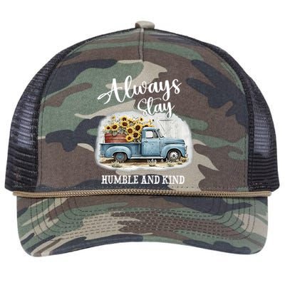 Sunflower Truck Farm Always Stay Humble And Kind Retro Rope Trucker Hat Cap