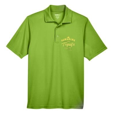 SUNSHINE & TEQUILA Funny Positive Vibe Message Cinco De Mayo Men's Origin Performance Pique Polo