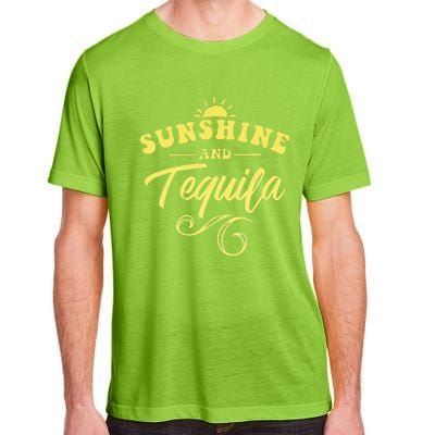 SUNSHINE & TEQUILA Funny Positive Vibe Message Cinco De Mayo Adult ChromaSoft Performance T-Shirt