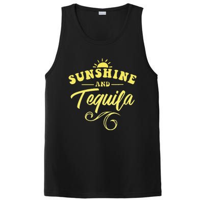 SUNSHINE & TEQUILA Funny Positive Vibe Message Cinco De Mayo PosiCharge Competitor Tank