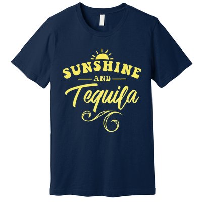 SUNSHINE & TEQUILA Funny Positive Vibe Message Cinco De Mayo Premium T-Shirt