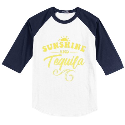 SUNSHINE & TEQUILA Funny Positive Vibe Message Cinco De Mayo Baseball Sleeve Shirt