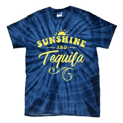 SUNSHINE & TEQUILA Funny Positive Vibe Message Cinco De Mayo Tie-Dye T-Shirt