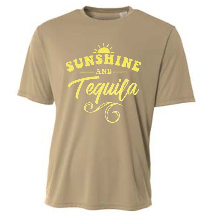 SUNSHINE & TEQUILA Funny Positive Vibe Message Cinco De Mayo Cooling Performance Crew T-Shirt