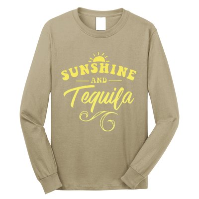 SUNSHINE & TEQUILA Funny Positive Vibe Message Cinco De Mayo Long Sleeve Shirt