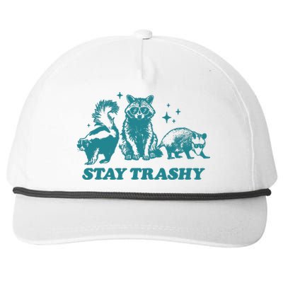 Stay Trashy Funny Raccoon Opossum Skunk Trash Panda Meme Snapback Five-Panel Rope Hat