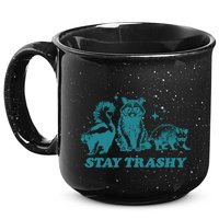 Stay Trashy Funny Raccoon Opossum Skunk Trash Panda Meme 15oz Campfire Ceramic Mug