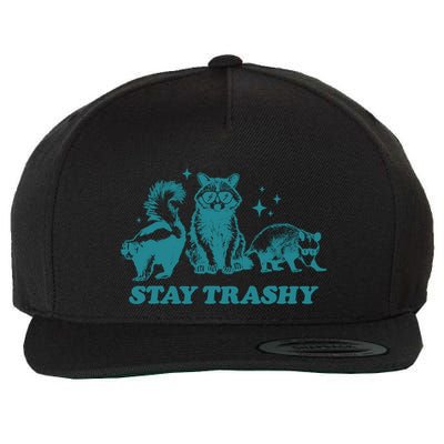 Stay Trashy Funny Raccoon Opossum Skunk Trash Panda Meme Wool Snapback Cap
