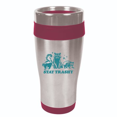 Stay Trashy Funny Raccoon Opossum Skunk Trash Panda Meme 16oz Travel Tumbler