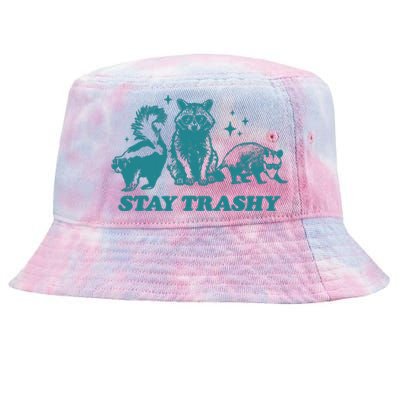 Stay Trashy Funny Raccoon Opossum Skunk Trash Panda Meme Tie-Dyed Bucket Hat