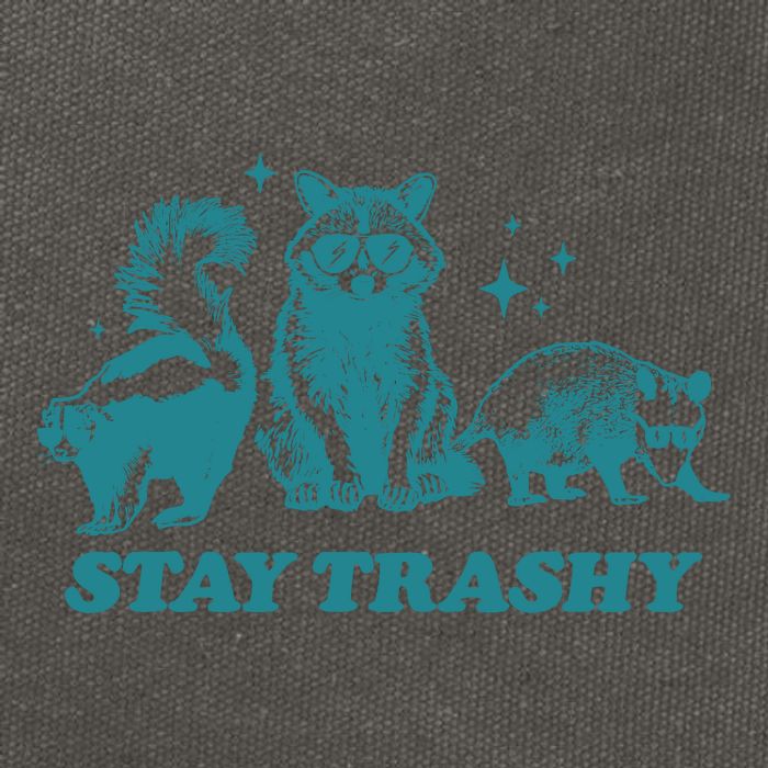 Stay Trashy Funny Raccoon Opossum Skunk Trash Panda Meme Cotton Canvas Backpack