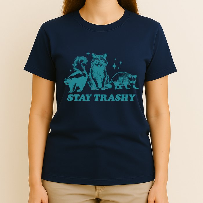 Stay Trashy Funny Raccoon Opossum Skunk Trash Panda Meme T-Shirt