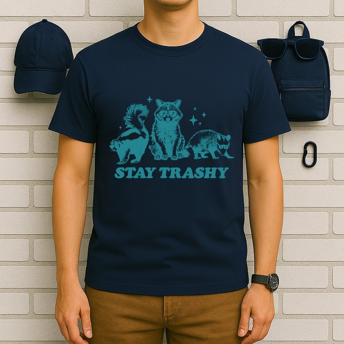 Stay Trashy Funny Raccoon Opossum Skunk Trash Panda Meme T-Shirt