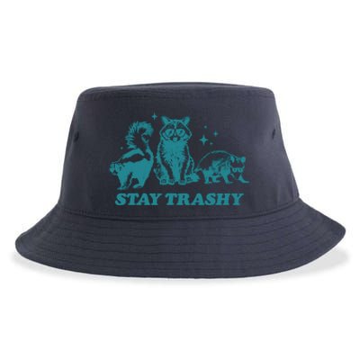 Stay Trashy Funny Raccoon Opossum Skunk Trash Panda Meme Sustainable Bucket Hat