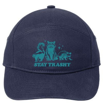 Stay Trashy Funny Raccoon Opossum Skunk Trash Panda Meme 7-Panel Snapback Hat