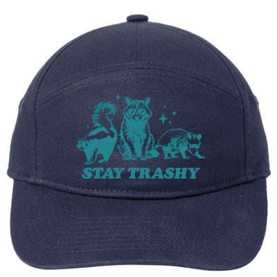 Stay Trashy Funny Raccoon Opossum Skunk Trash Panda Meme 7-Panel Snapback Hat