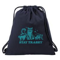 Stay Trashy Funny Raccoon Opossum Skunk Trash Panda Meme Drawstring Bag