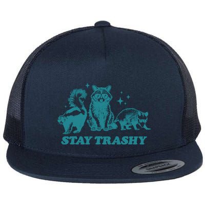 Stay Trashy Funny Raccoon Opossum Skunk Trash Panda Meme Flatbill Hat