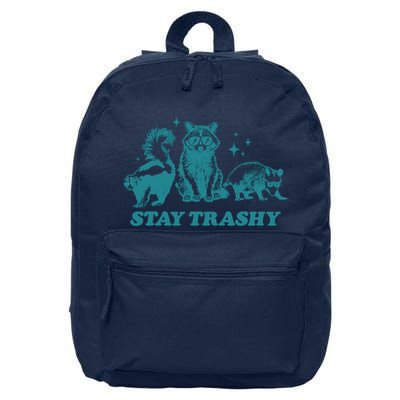 Stay Trashy Funny Raccoon Opossum Skunk Trash Panda Meme 16 in Basic Backpack