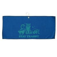 Stay Trashy Funny Raccoon Opossum Skunk Trash Panda Meme Large Microfiber Waffle Golf Towel