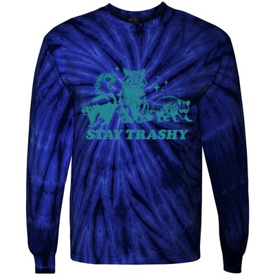 Stay Trashy Funny Raccoon Opossum Skunk Trash Panda Meme Tie-Dye Long Sleeve Shirt