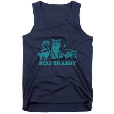 Stay Trashy Funny Raccoon Opossum Skunk Trash Panda Meme Tank Top