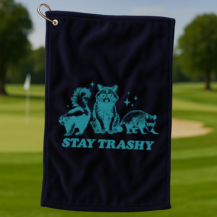 Stay Trashy Funny Raccoon Opossum Skunk Trash Panda Meme Golf Towel