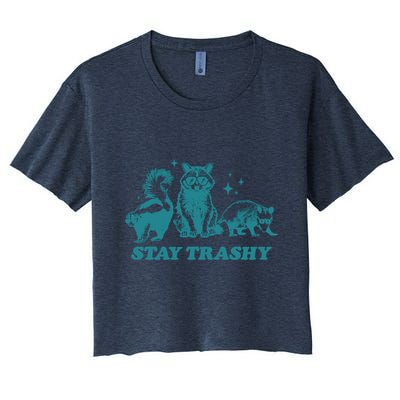 Stay Trashy Funny Raccoon Opossum Skunk Trash Panda Meme Crop Top