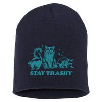 Stay Trashy Funny Raccoon Opossum Skunk Trash Panda Meme Short Acrylic Beanie