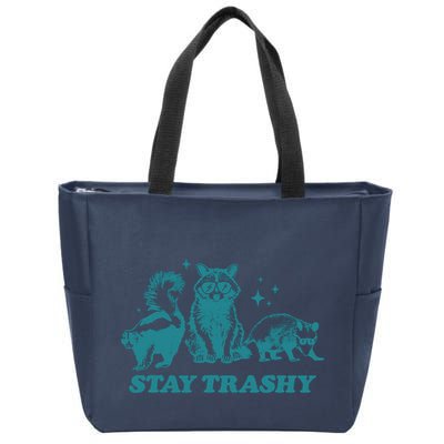 Stay Trashy Funny Raccoon Opossum Skunk Trash Panda Meme Zip Tote Bag