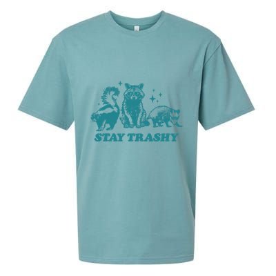 Stay Trashy Funny Raccoon Opossum Skunk Trash Panda Meme Sueded Cloud Jersey T-Shirt